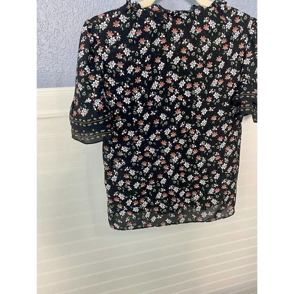 Max Studio Black Floral Dress Blouse - Picture 6 of 9
